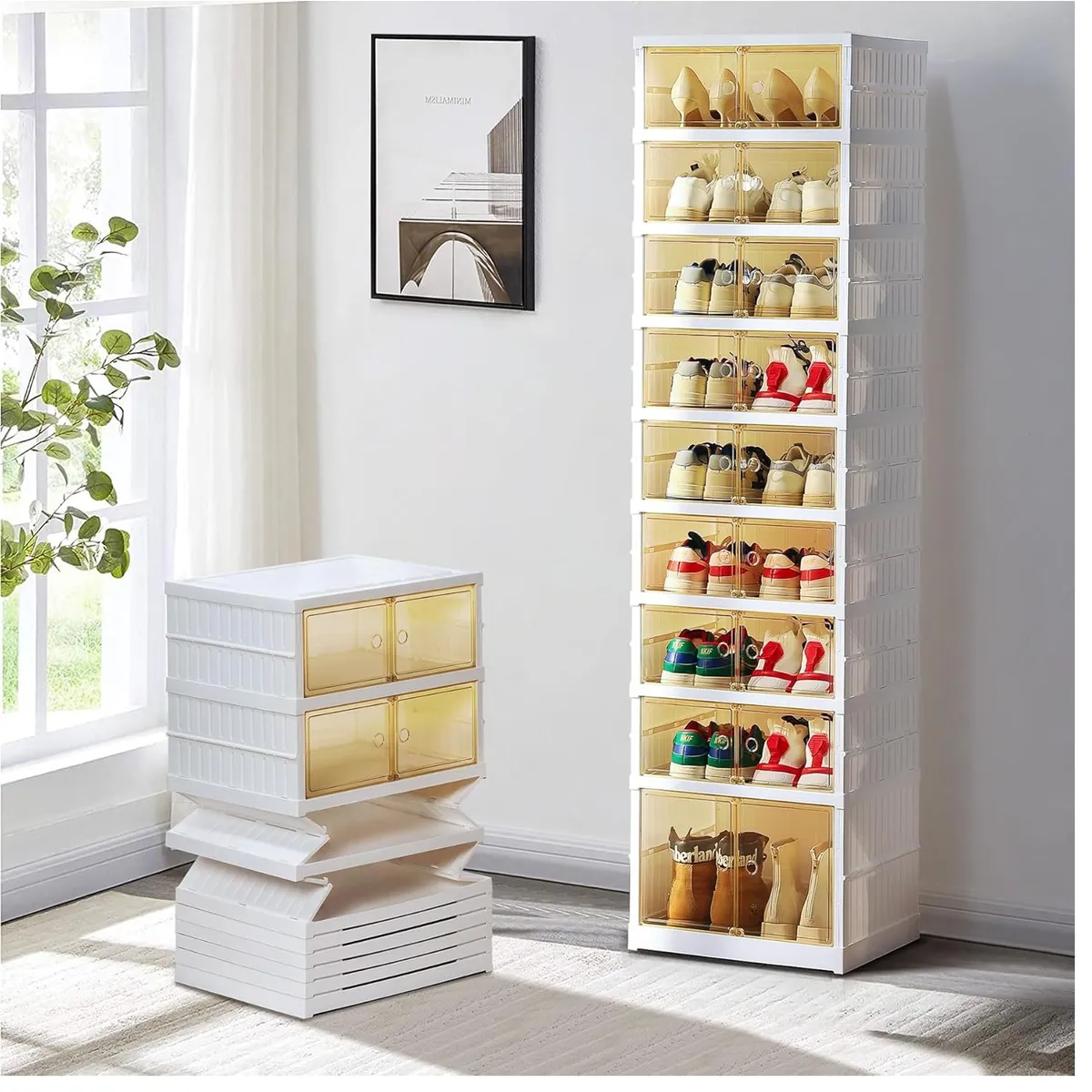 GENERICO - Organizador de Zapatos Plegable de 9 Niveles 18 Pares con Tapa