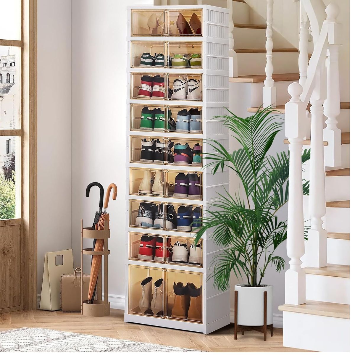 GENERICO - Organizador de Zapatos Plegable de 9 Niveles 18 Pares con Tapa