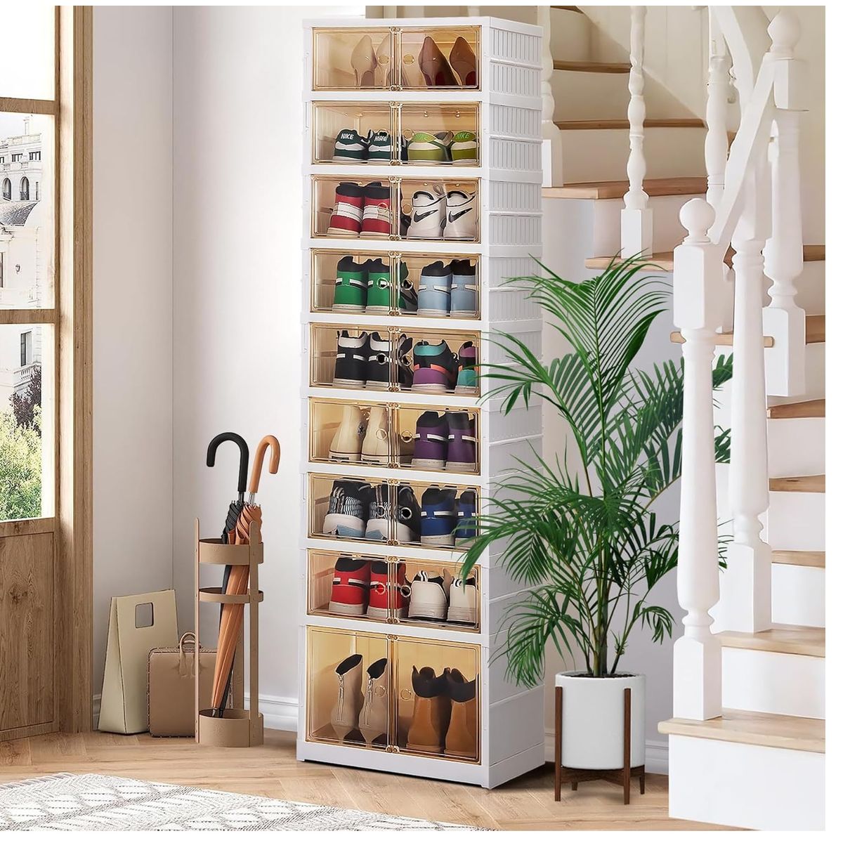 GENERICO - Organizador de Zapatos Plegable de 9 Niveles 18 Pares con Tapa