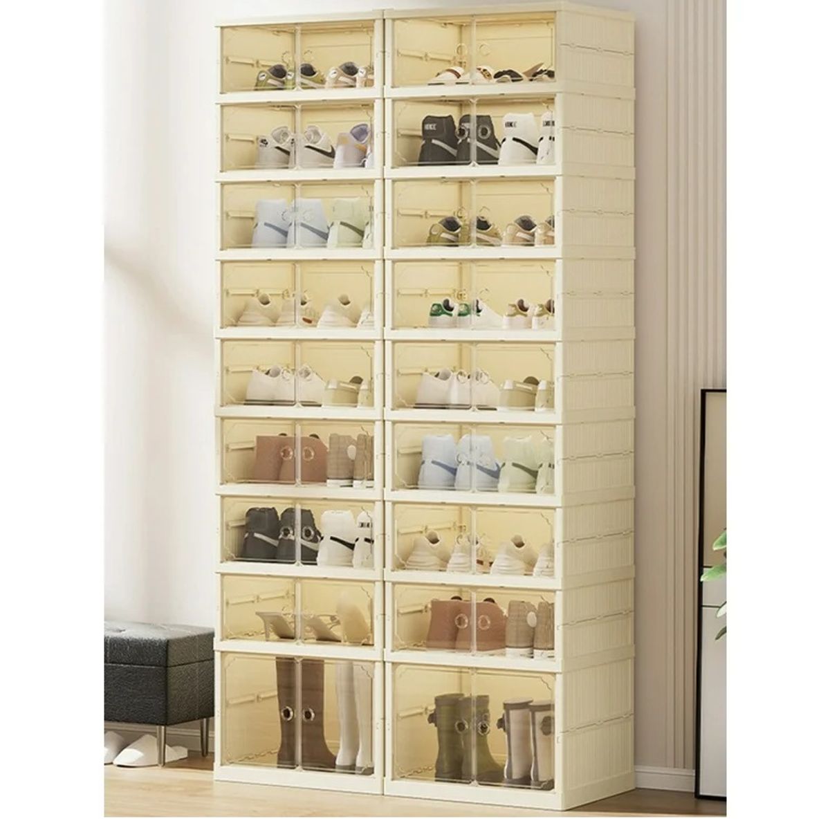 GENERICO - Organizador de Zapatos Plegable de 9 Niveles 18 Pares con Tapa