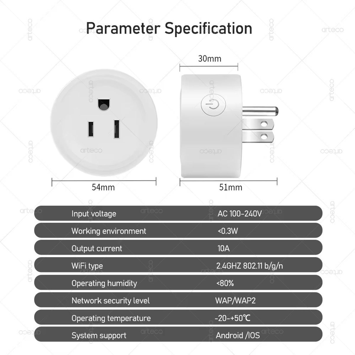 GENERICO - Enchufe inteligente Wifi 10A  control de voz Alexa Amazon