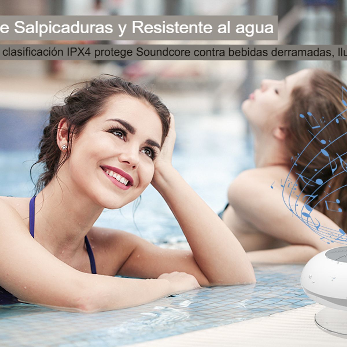 GENERICO - PARLANTE BLUETOOTH PARA DUCHA PORTÁTIL CON VENTOSA BLANCO