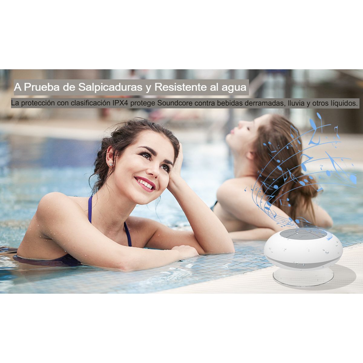 GENERICO - PARLANTE BLUETOOTH PARA DUCHA PORTÁTIL CON VENTOSA BLANCO