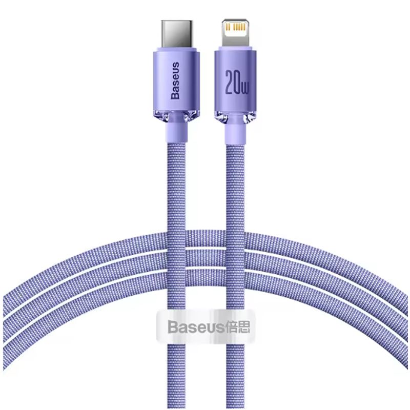 BASEUS - Baseus Cable Iphone Carga Rápida 20W Tipo-C a Lightning 2m Morado