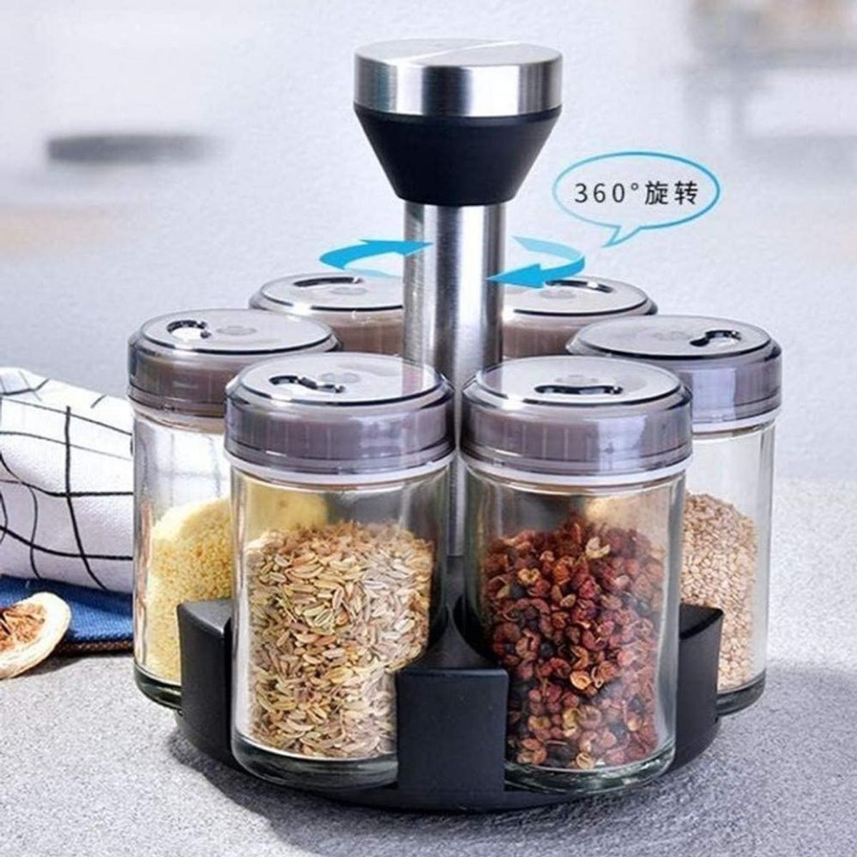 GENERICO - SET X6 CONDIMENTEROS DE COCINA ELEGANTE GIRA 360G