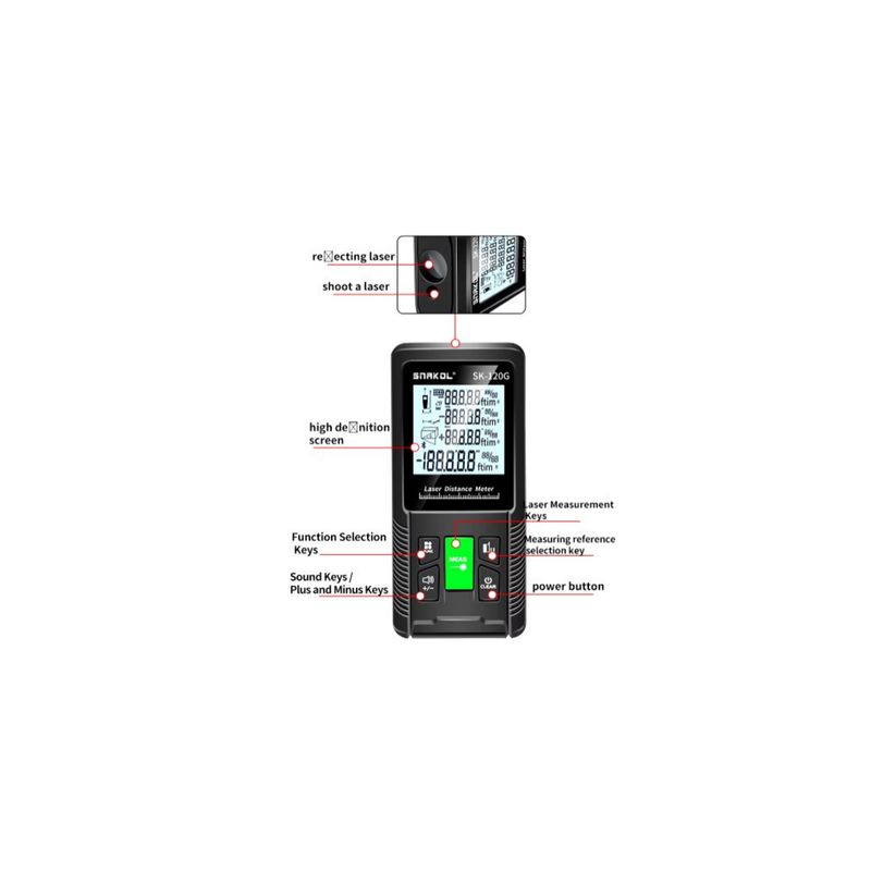 GENERICO - Wincha Laser Verde Digital Distanciómetro De 120 metros
