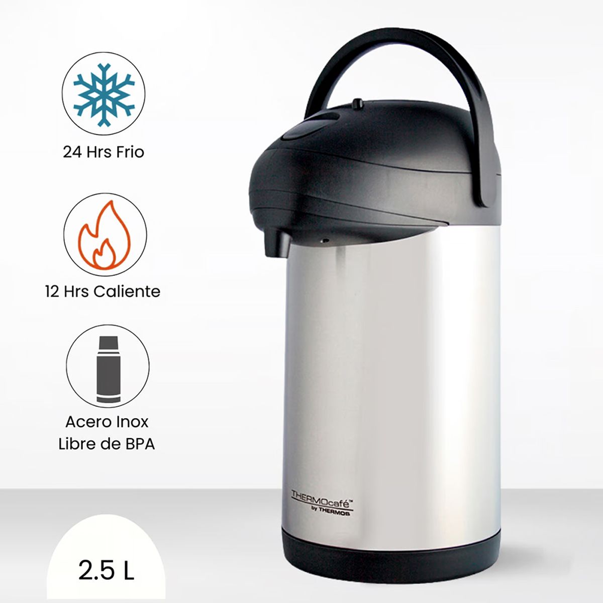 THERMOS - Thermos Termo Sifon Air Pump Pot 2.5 LT Ampoya de Acero