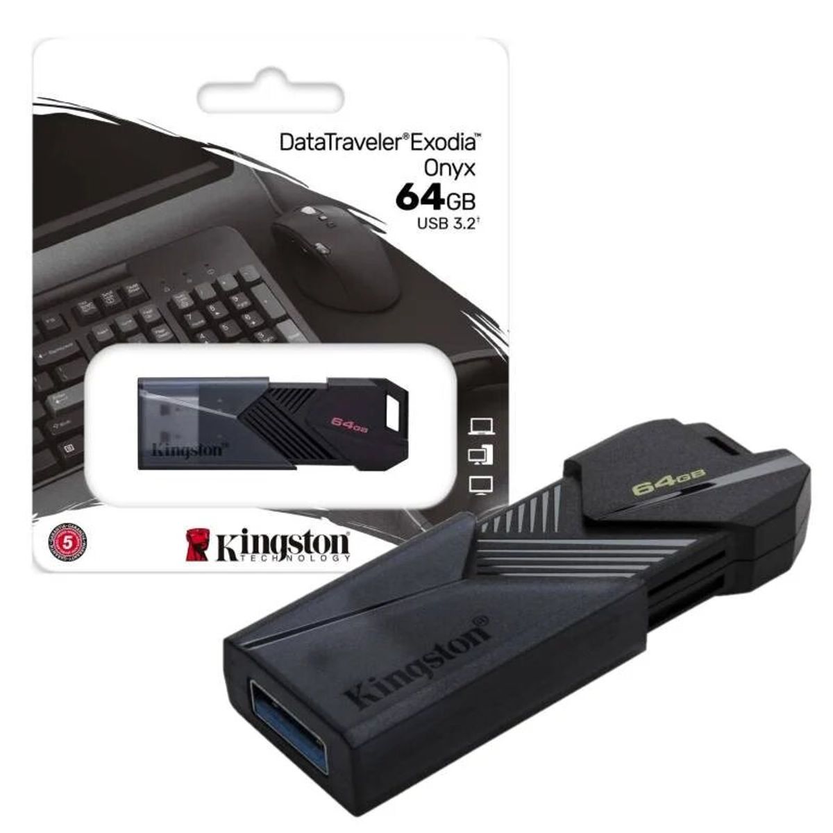 KINGSTON - MEMORIA USB 3.2 KINGSTON EXODIA DE 64 GB - ONYX