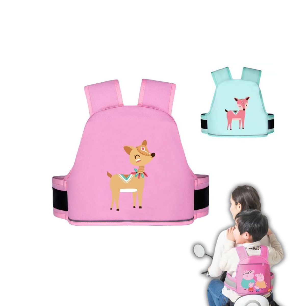 GENERICO - Cinturón de Seguridad Infantil para Moto o Bicicleta- Niña