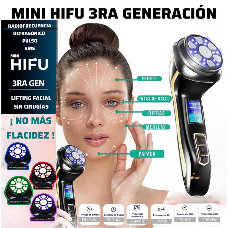 OEM - MINI HIFU 3ra GENERACION ULTRASONIDO+RADIOFRECUENCIA+FOTOTERAPIA+EMS
