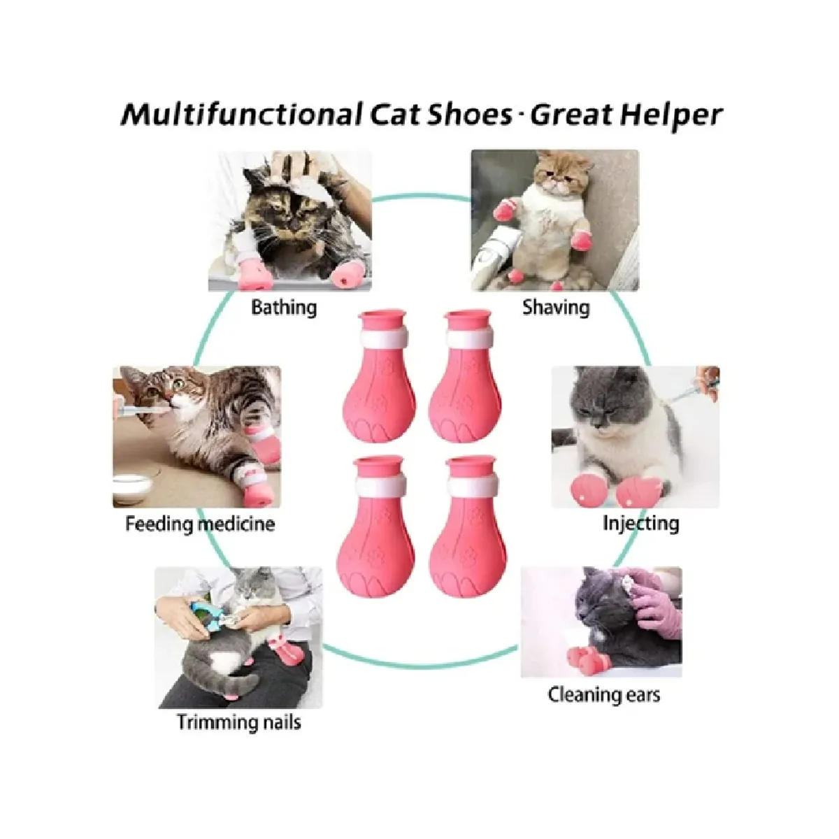 GENERICO - Zapatos de silicona para gatos anti arañazos rosado