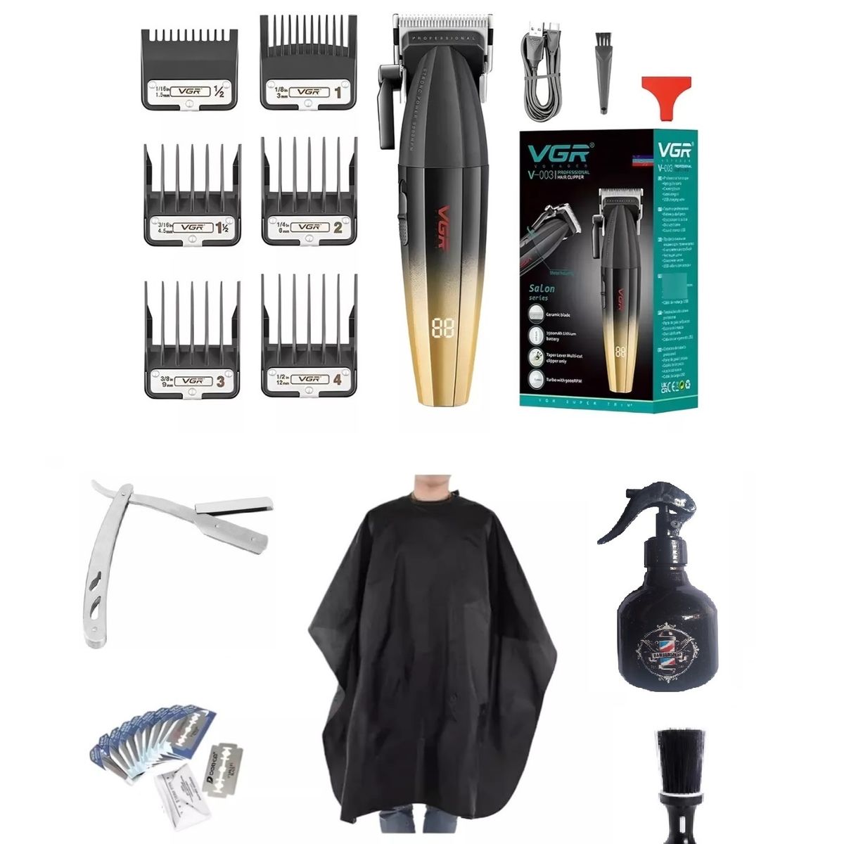 PREMIUM - Cortadora Profesional VGR V-003 + kit barbero