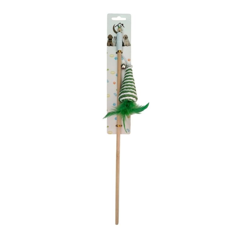 GENERICO - Juguete caña de pescar para gatos con cono rascador verde