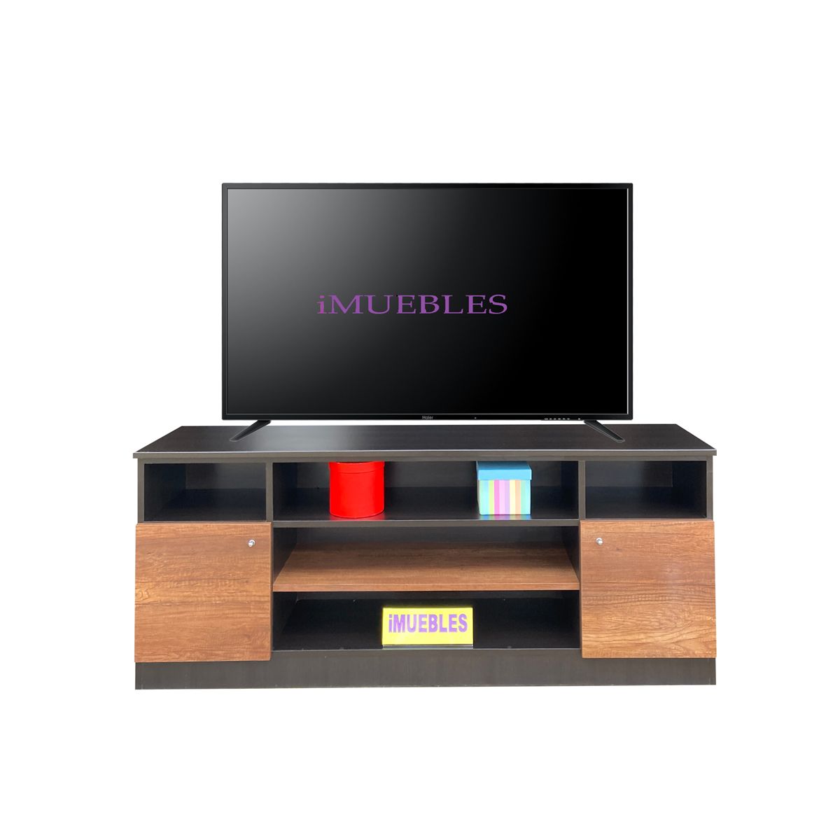 TEMEL - Mueble para TV KIRK 160 cm Wengue Caramelo - iMUEBLES – Con Puertas