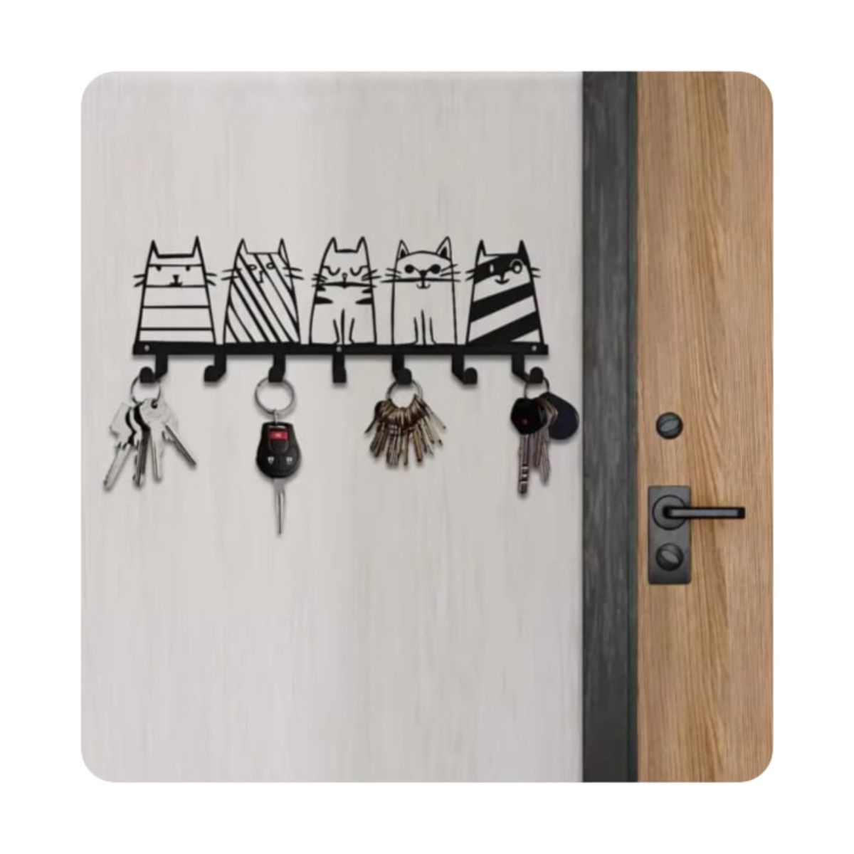 GENERICO - Colgador de Llaves - Modelo Gatos en Líneas