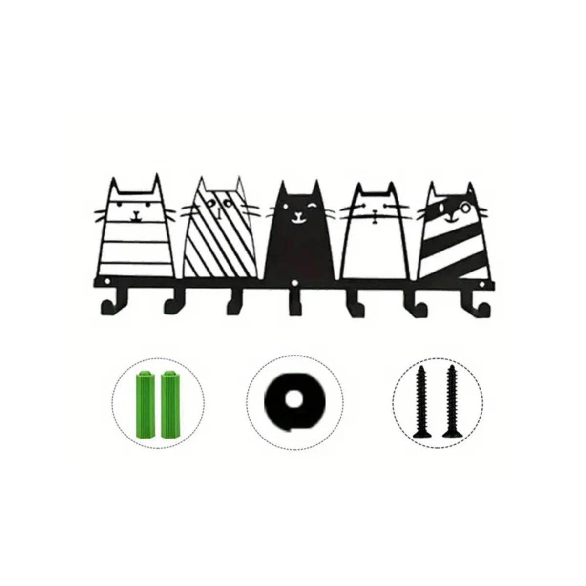 GENERICO - Colgador de Llaves - Modelo Gatos en Líneas