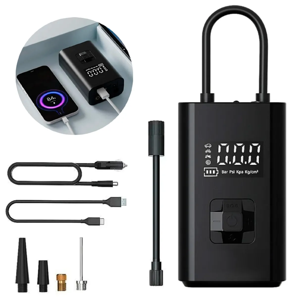 SEISA - Inflador de Llanta Compresor de Aire Luz Led Recargable C05