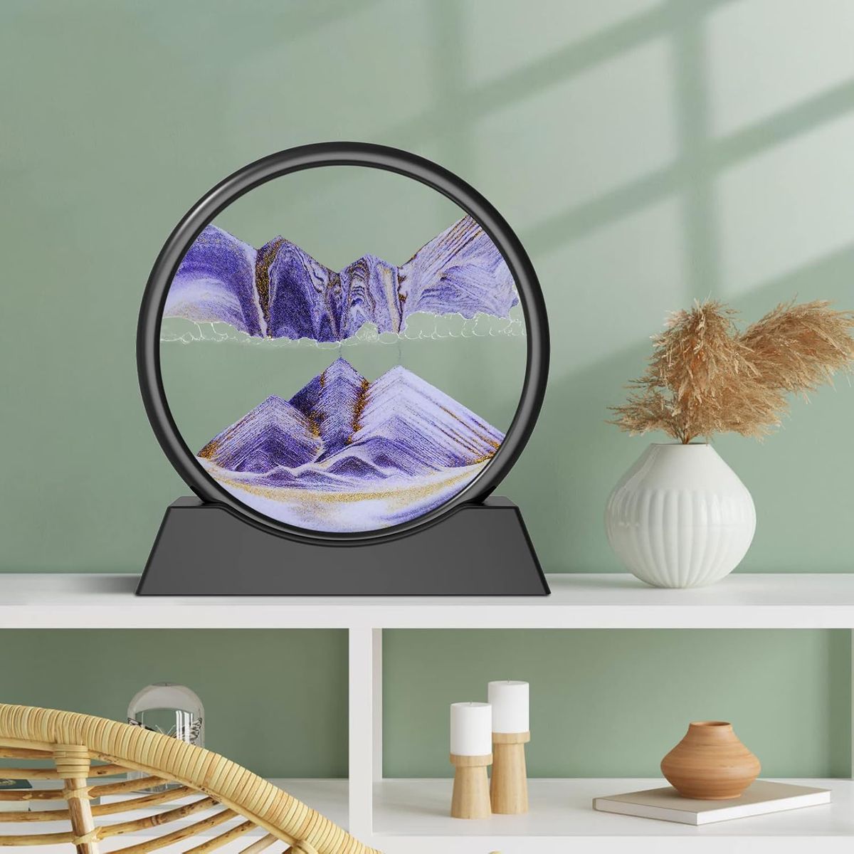 GENERICO - ADORNO TIPO RELOJ ARENA 3D MOVIMIENTO EXTRA PREMIUM MORADO