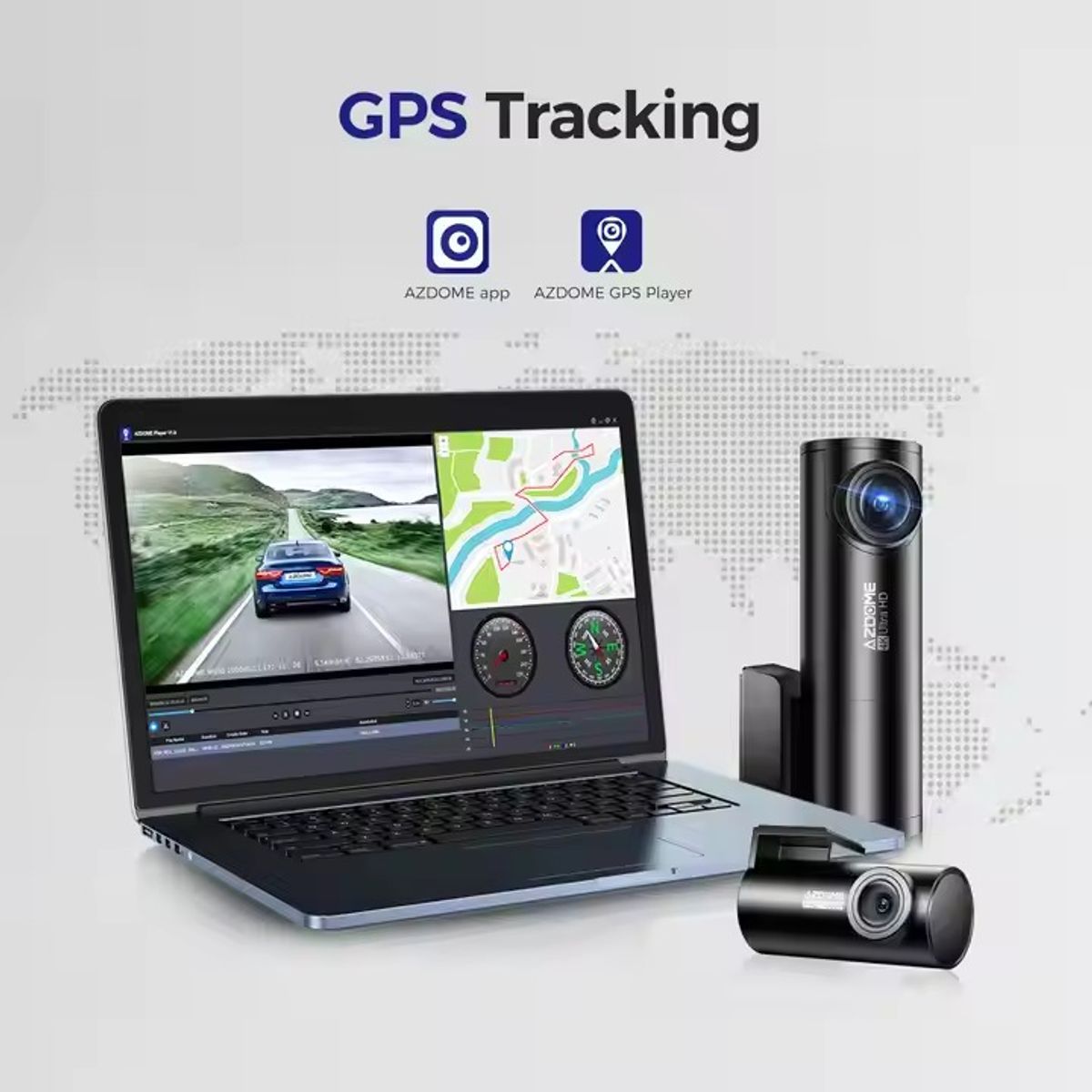 GENERICO - DASHCAM 4K AZDOME M300S  FRONTAL Y TRASERA PARA AUTO + MICRO SD 64 GB