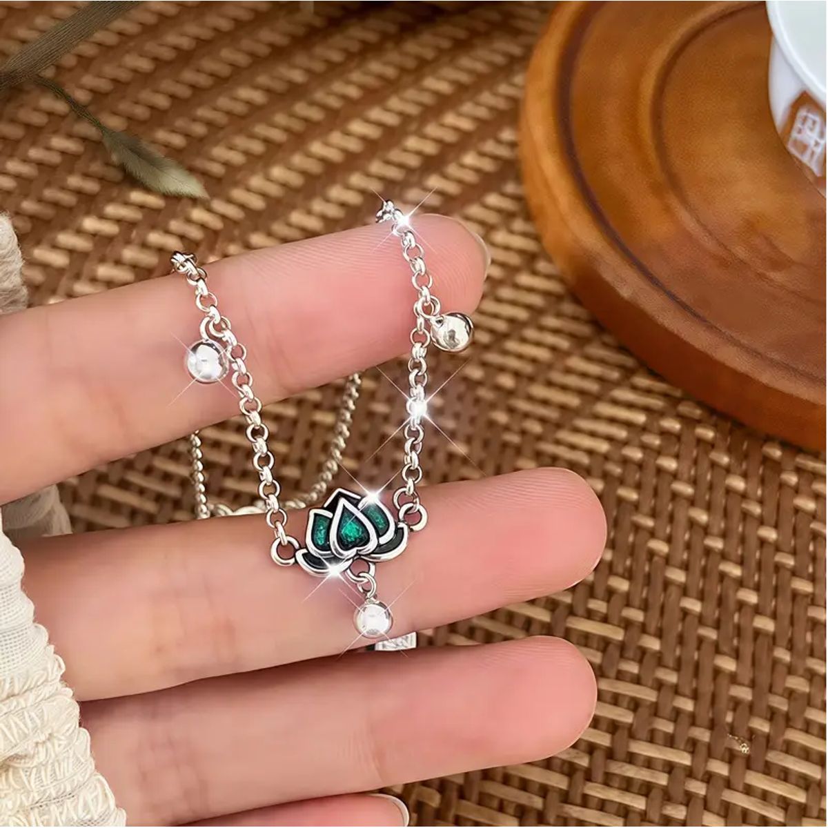 GENERICO - TOBILLERA DE CAMPANA DE LOTO PULSERA ATRACTIVA Y PROTECTORA