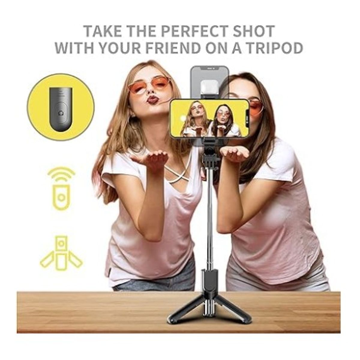 GENERICO - PALO SELFIE BLUETOOTH R1S 3 EN 1, CONTROL REMOTO, LUZ Y TRÍPODE