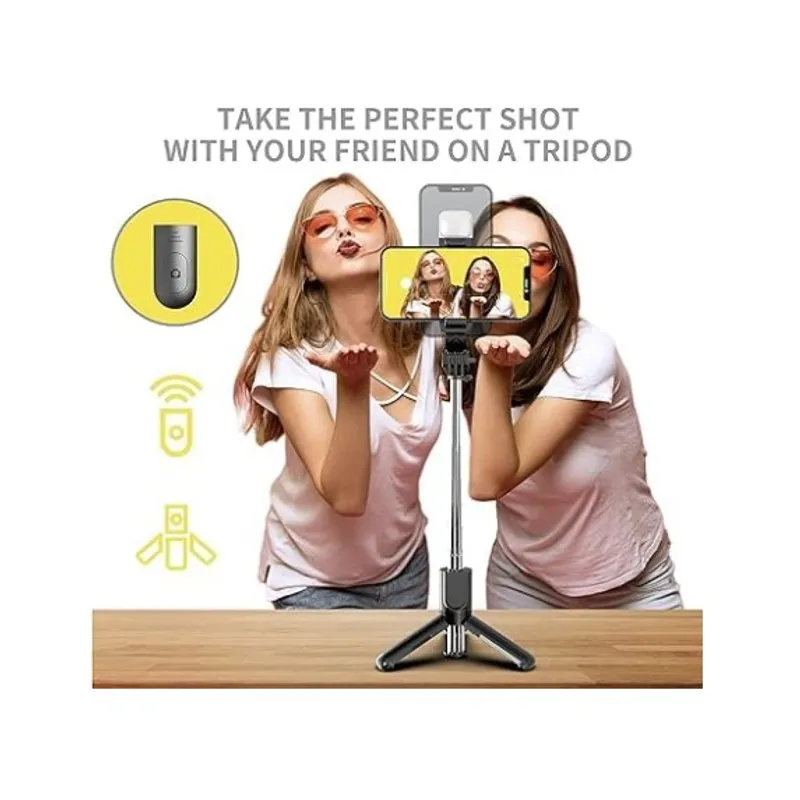 GENERICO - PALO SELFIE BLUETOOTH R1S 3 EN 1, CONTROL REMOTO, LUZ Y TRÍPODE