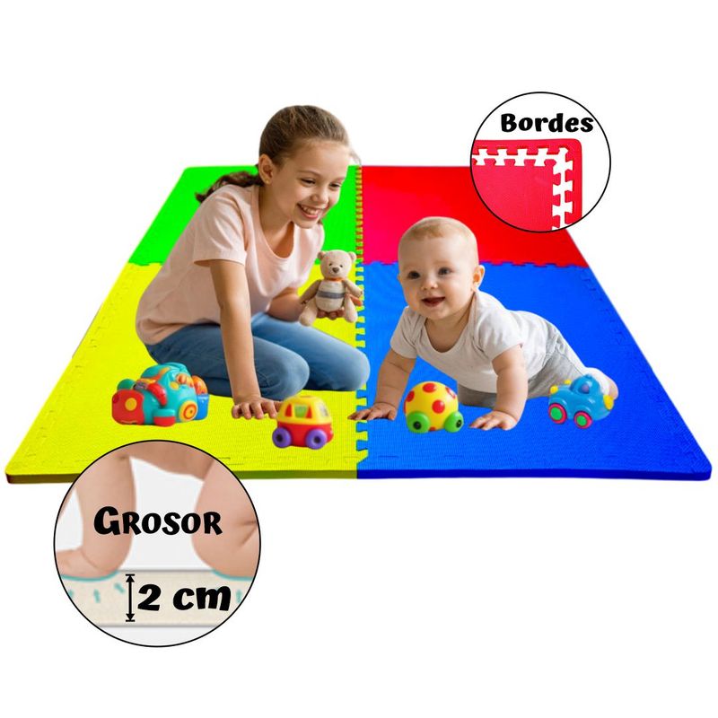KIDS - Piso Alfombra de EVA para Juegos de Bebés y Niños - 4 Piezas