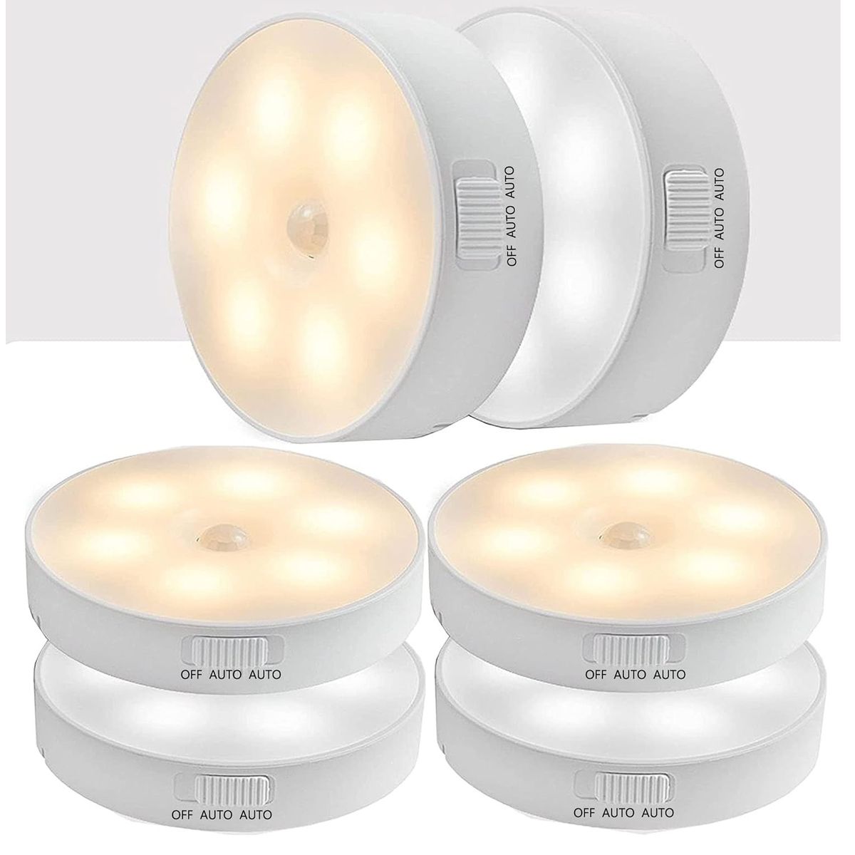 GENERICO - Luces con Sensor de Movimiento Recargable por USB Con Imán 6 PCS