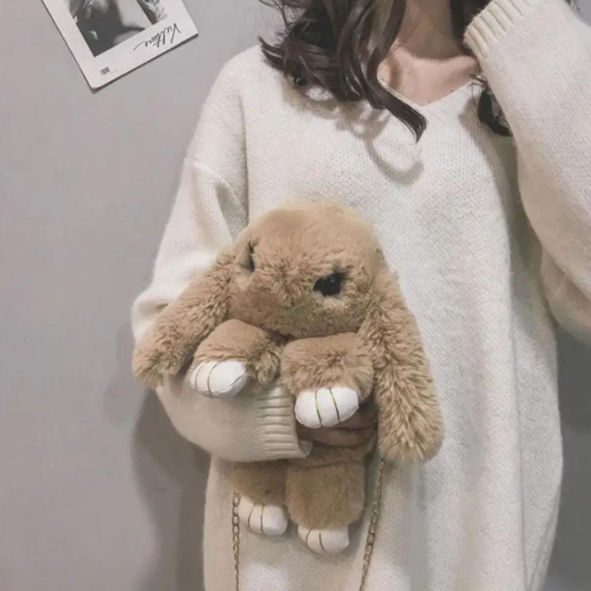 GENERICO - MORRAL BOLSO MOCHILA CARTERA PELUCHE HIPOALERGÉNICO DE CONEJO 5 EN 1