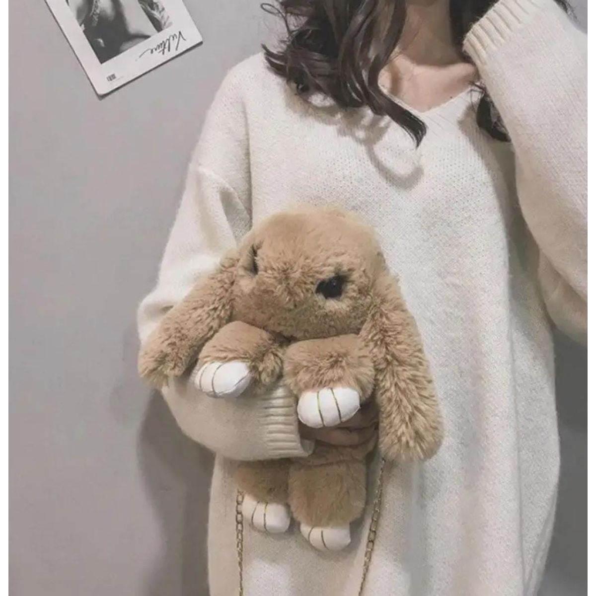 GENERICO - MORRAL BOLSO MOCHILA CARTERA PELUCHE HIPOALERGÉNICO DE CONEJO 5 EN 1