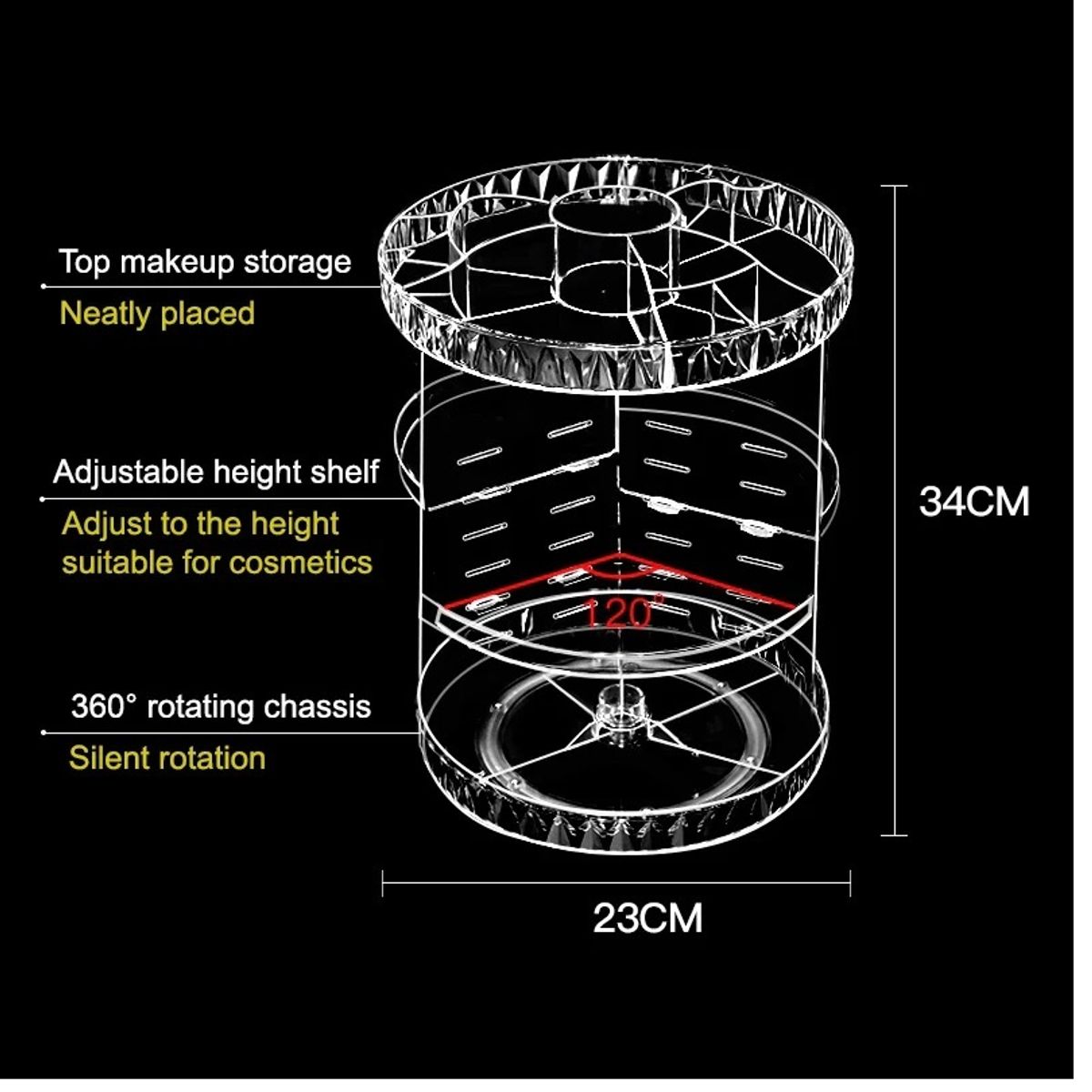 GENERICO - Organizador de Maquillaje Giratorio de 360 Grados para Escritorio