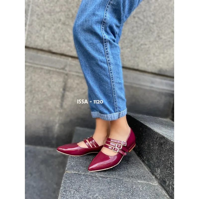GENERICO - BALLERINA BRESHIA PARA DAMA EN TACO 2 CM EN BURDEOS