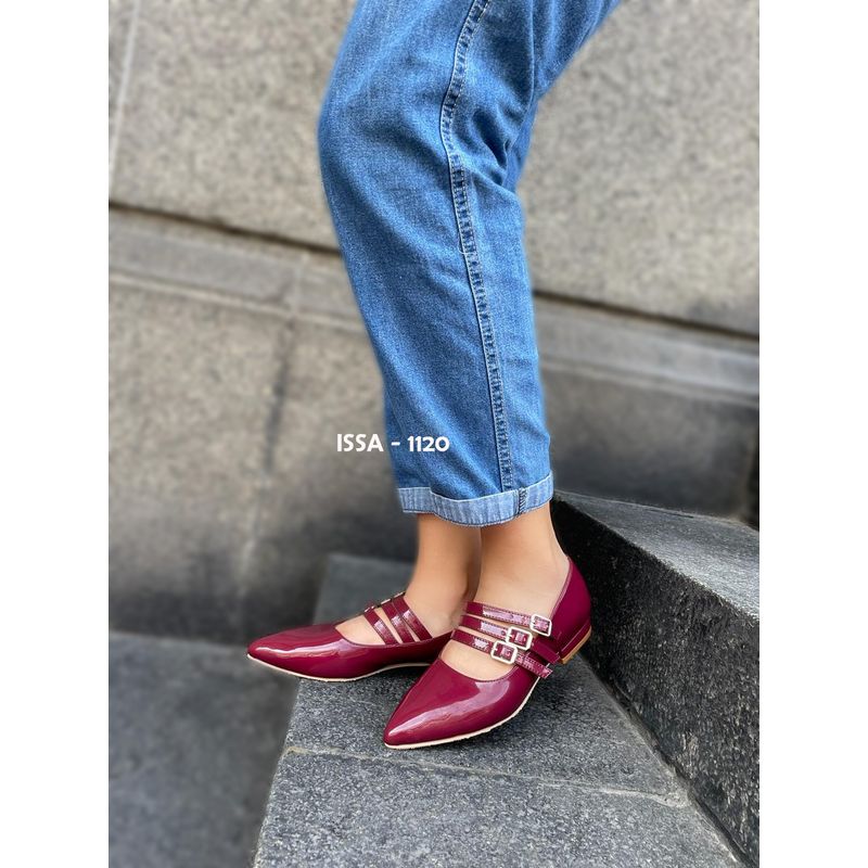 GENERICO - BALLERINA BRESHIA PARA DAMA EN TACO 2 CM EN BURDEOS