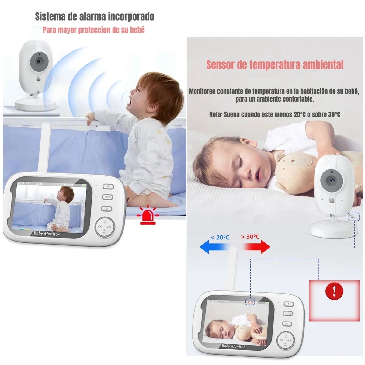 GENERICO - CAMARA VIDEO MONITOR 3.5 " PARA BEBÉS HD SENSOR DE LLANTO