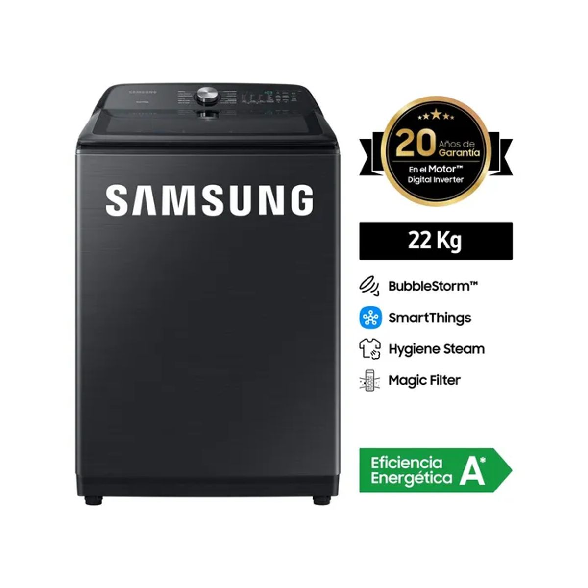 SAMSUNG - Lavadora Samsung WA22A8377GVPE 22kg