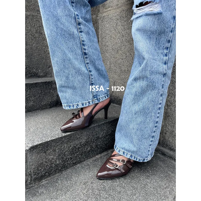 GENERICO - ESTILETO PARA DAMA GIA EN TACO 7 EN TONO MOCHA CHAROL