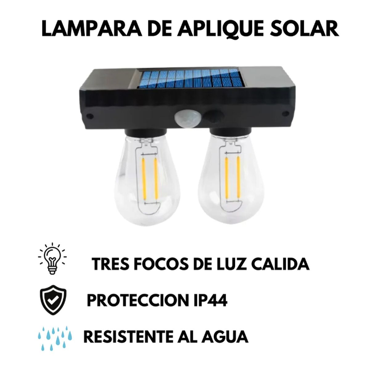 GENERICO - Combo 2 Luz Led Solar Doble Foco 2 en 1 Kit Lampara Reflector
