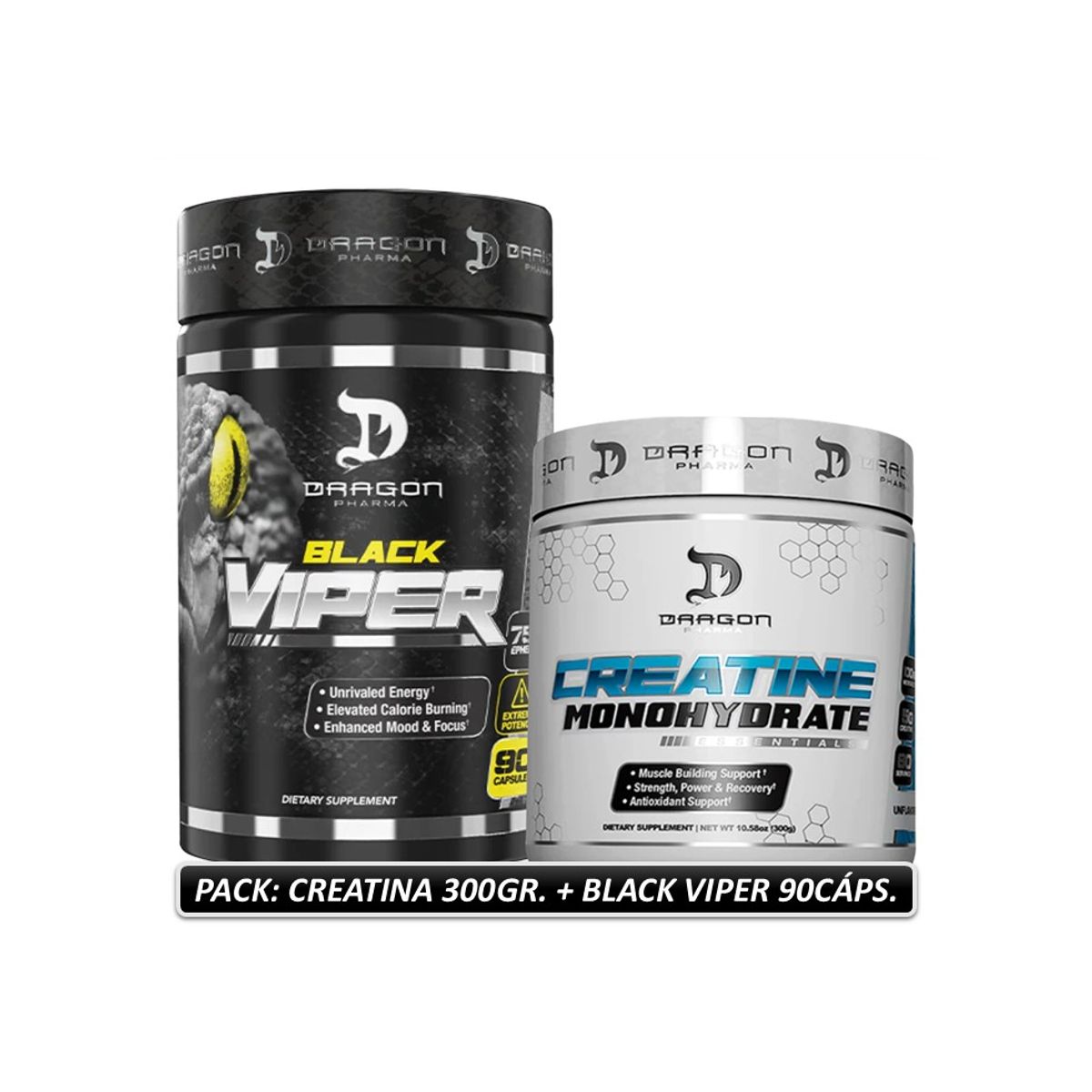 DRAGON - Creatina Dragon 300Gr + Black Viper 90Cápsulas Pack Dragon Pharma