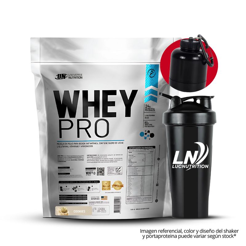 UNIVERSE NUTRITION - Whey Pro 5 Kg cookie and cream + Shaker + portaproteina