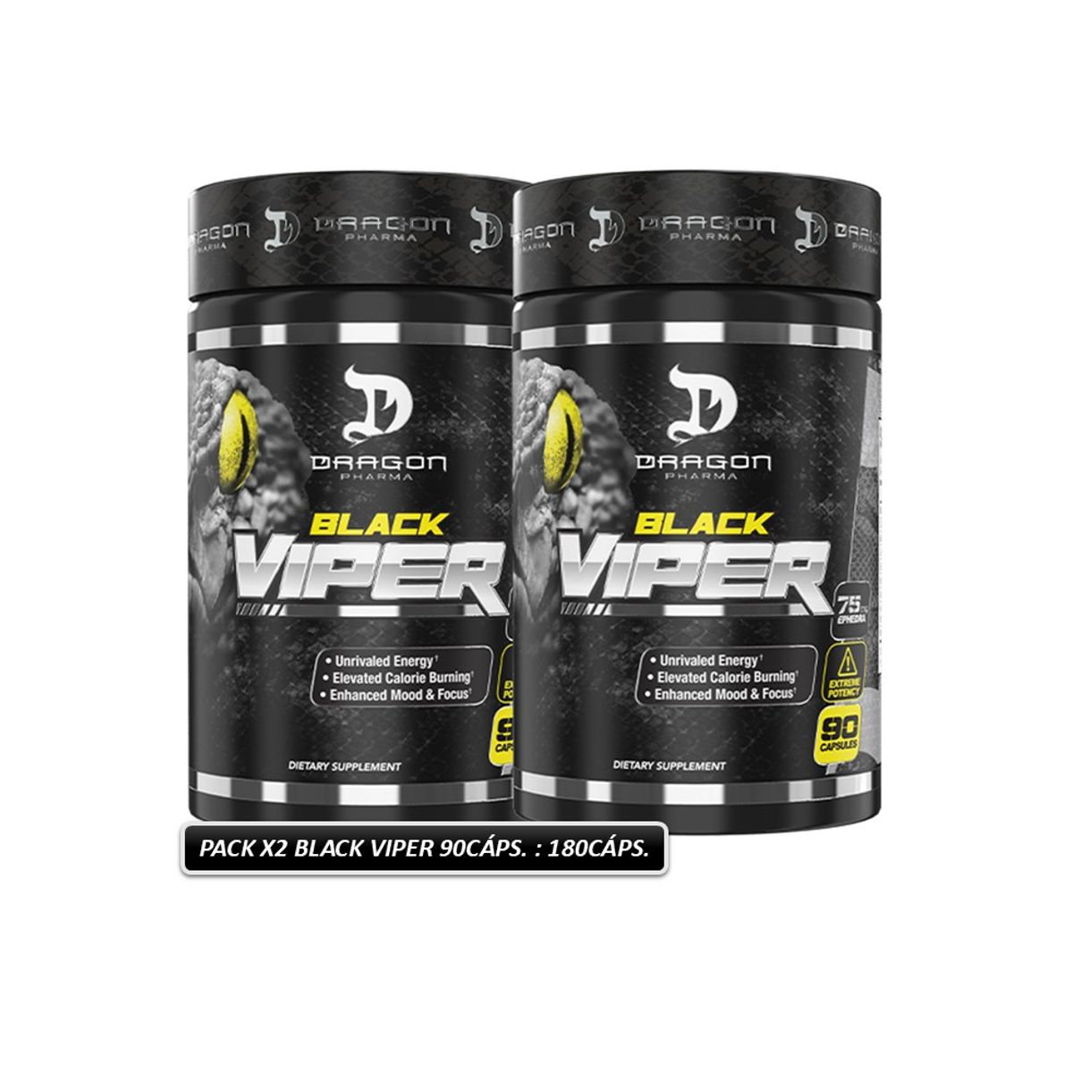 DRAGON - Black Viper 90Cápsulas Pack X2 Quemador de Grasa Dragon Pharma
