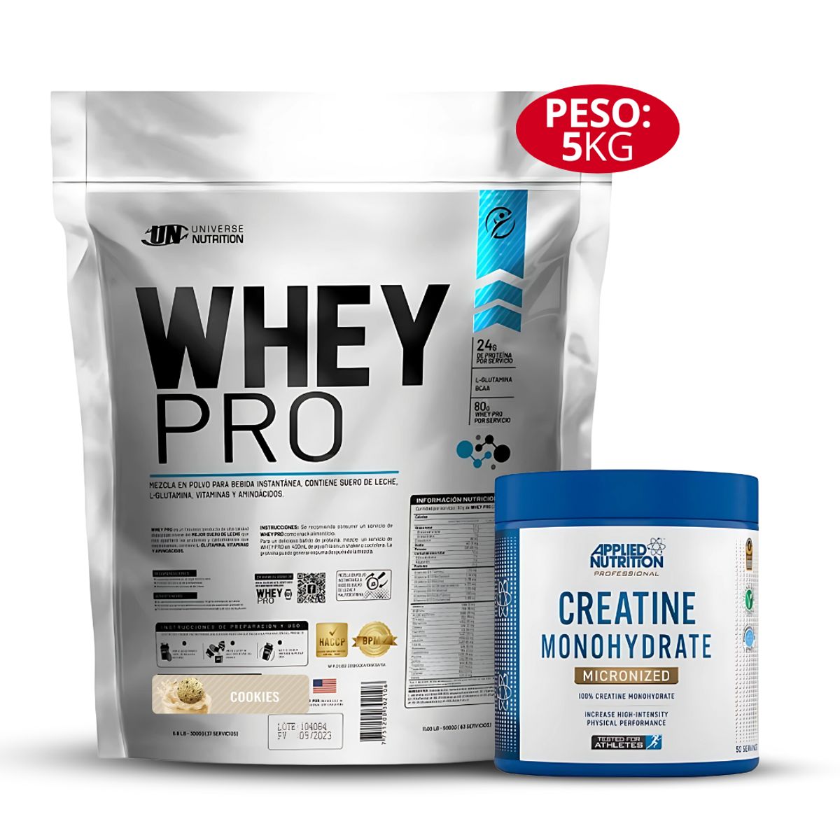 UNIVERSE NUTRITION - Whey Pro 5 kg cookie and cream + Creatina applied nutrition 250 g