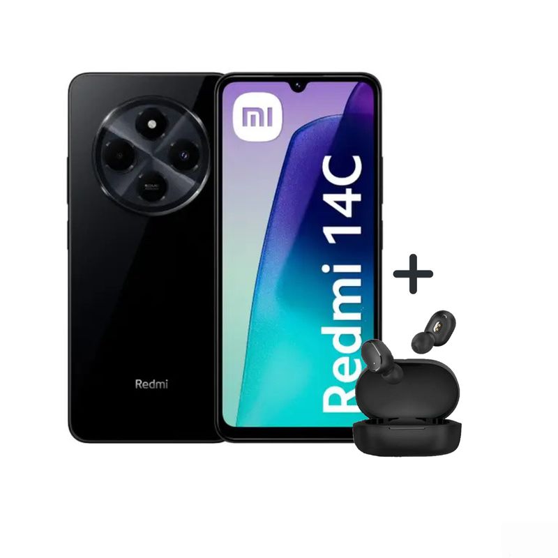 XIAOMI - Xiaomi Redmi 14C 4GB 256GB -  50MP Cámara Dual SIM - NEGRO + AUDIFONO