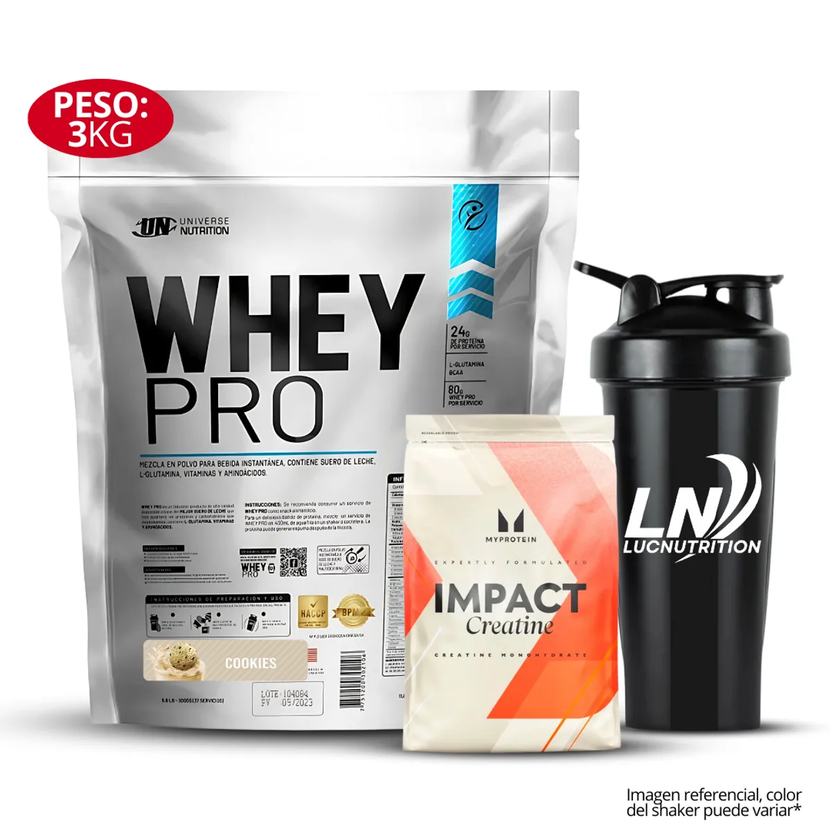 UNIVERSE NUTRITION - Whey Pro 3 kg cookie and cream + creatina myprotein 250 gr + shaker