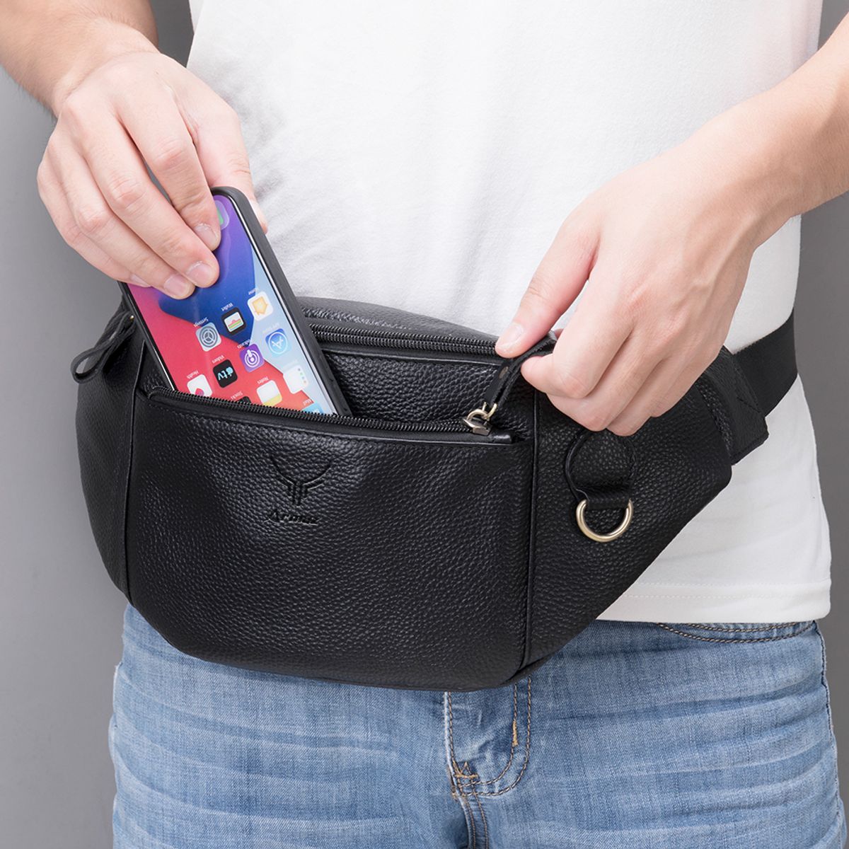 ARMUZ - Canguro de Cuero Vacuno 8839 Diseño Amplio y Moderno