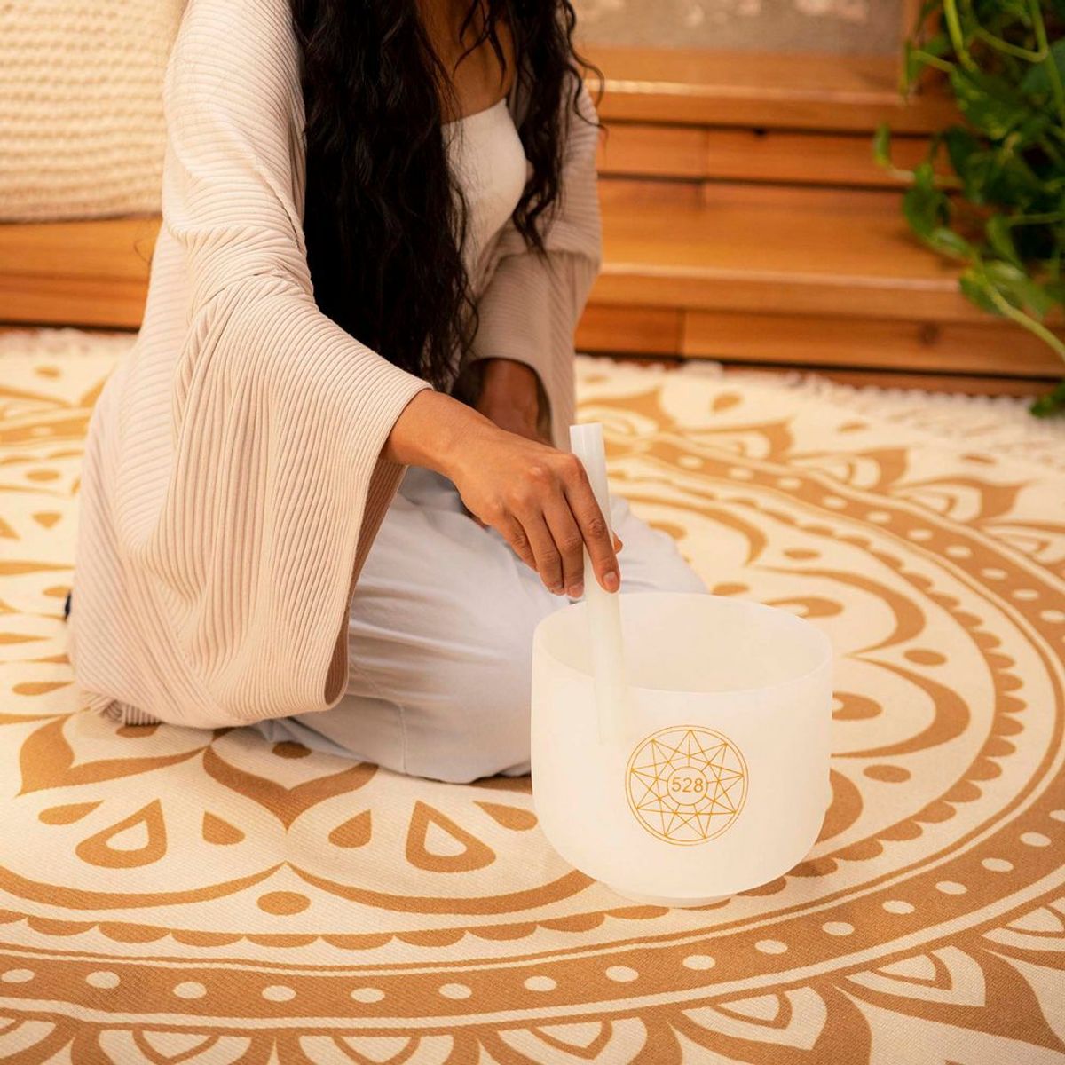 MEINL - Cuenco de cristal solfeggio chakra plexo solar - Meinl Sonic Energy - Blanco