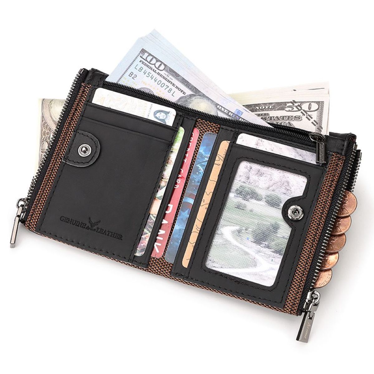 GENERICO - Billetera J-KAVIS de Cuero Vacuno KA03