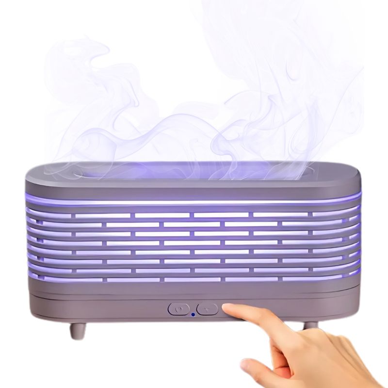 ELMEJORPRECIO - Humidificador Luces LED Diseño Rejilla Modelo Flama RGB Blanco