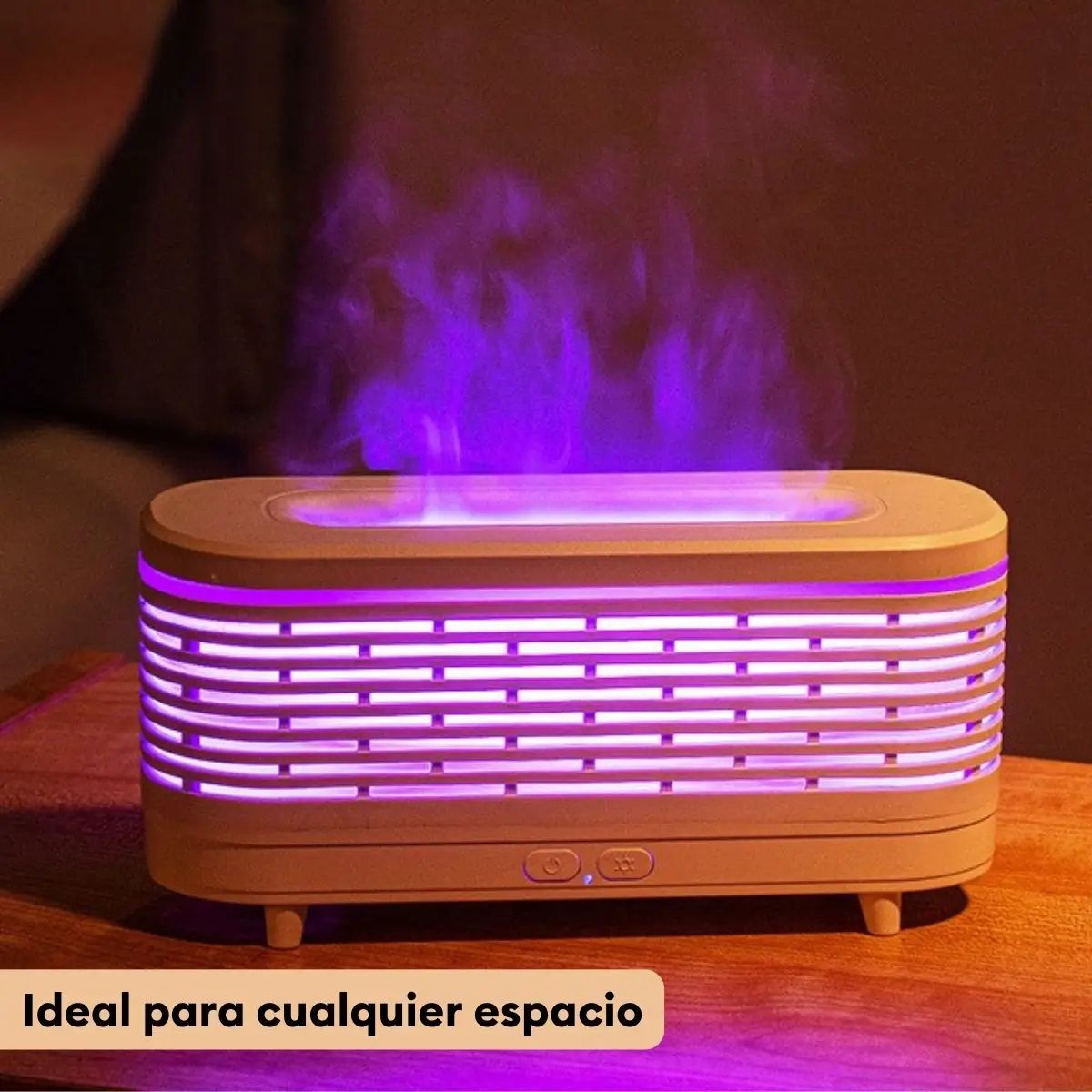 ELMEJORPRECIO - Humidificador Luces LED Diseño Rejilla Modelo Flama RGB Blanco