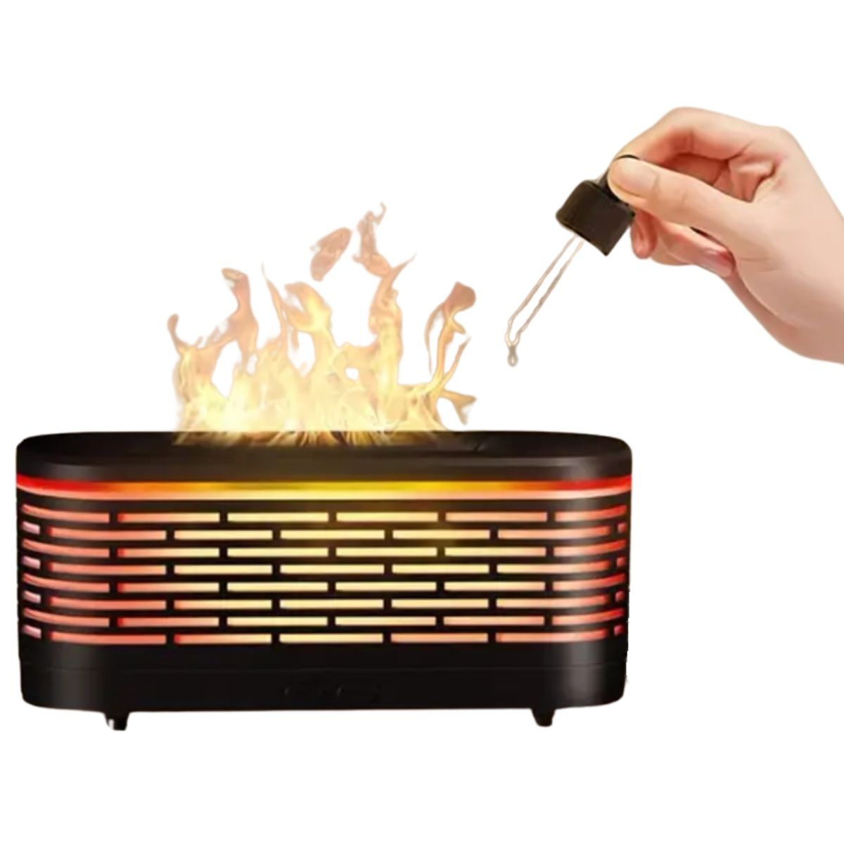 ELMEJORPRECIO - Humidificador Luces LED Diseño Rejilla Modelo Flama RGB Negro