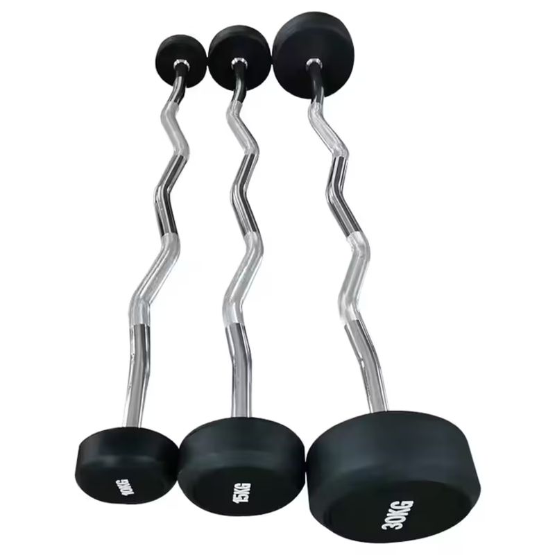 ALPHA GYM - Barra Zeta con Peso Fijo Acero Cromado